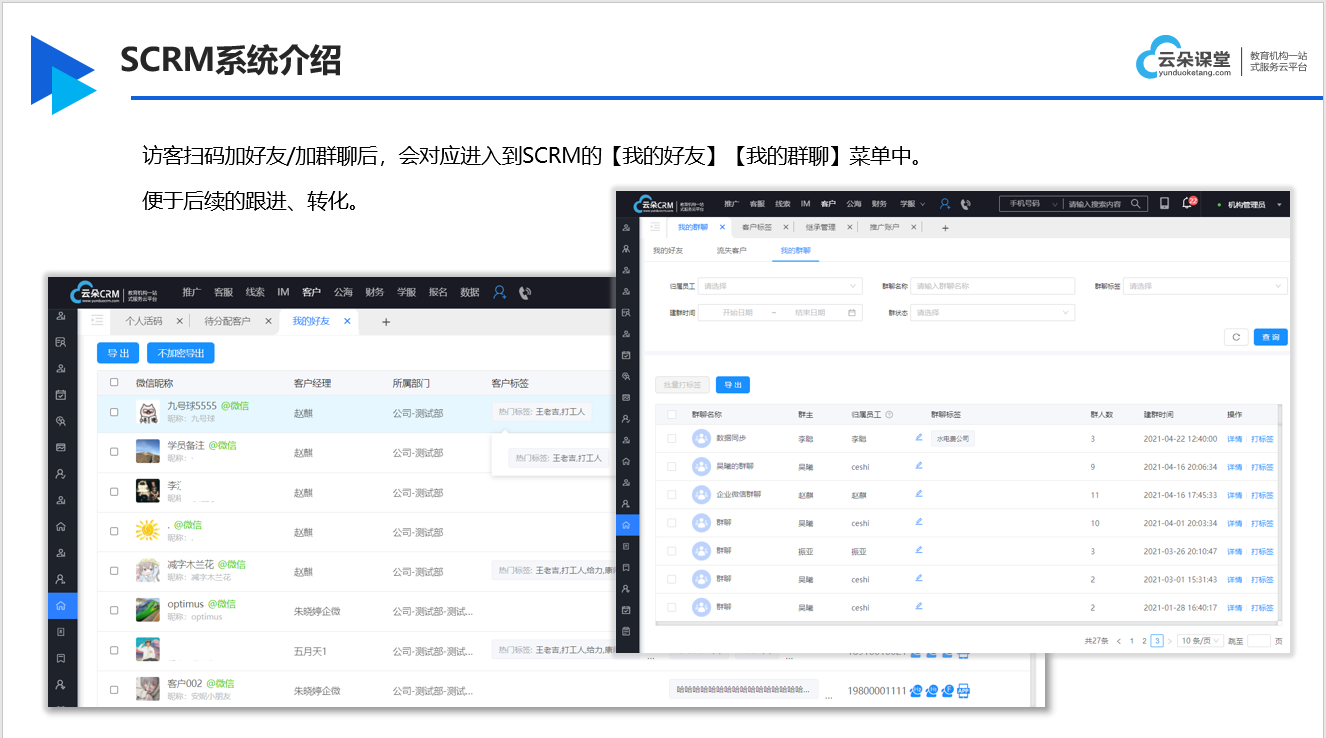 教育scrm_適合教培行業(yè)的scrm產(chǎn)品有哪些_云朵SCRM 在線CRM 教育crm 培訓(xùn)crm 云朵CRM 第2張